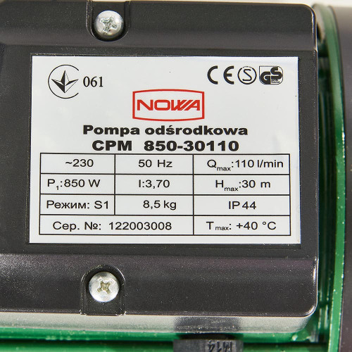 Насос відцентровий NOWA CPM 850-30110 фото 6