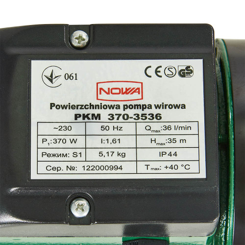 Насос поверхневий вихровий NOWA PKM 370-3536 фото 6
