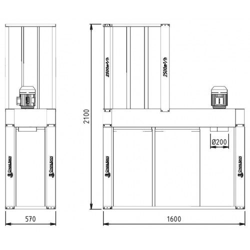 Аспирация Unalsan UNS 283 T 2500 м³/час фото 2