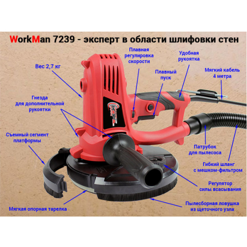 Шлифмашина для стен Workman R7239B фото 6