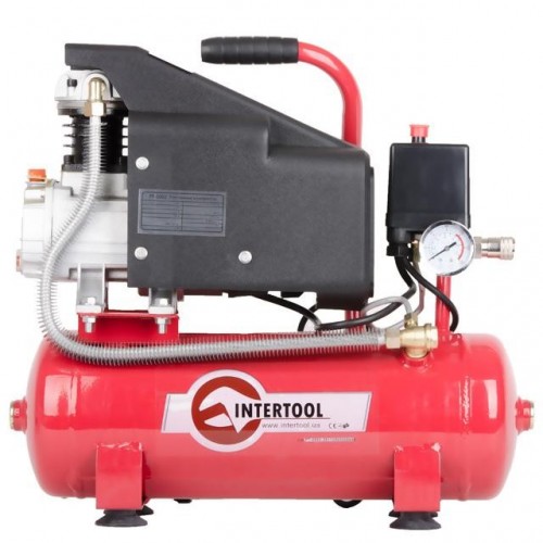 Компрессор 9 л, 0.75 кВт, 220 В, 8 атм, 160 л/мин INTERTOOL PT-0002  фото 