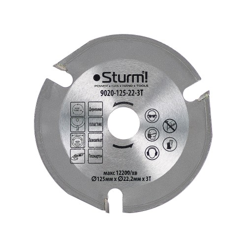 Универсальный диск по дереву для УШМ Sturm 9020-125-22-3T  фото 