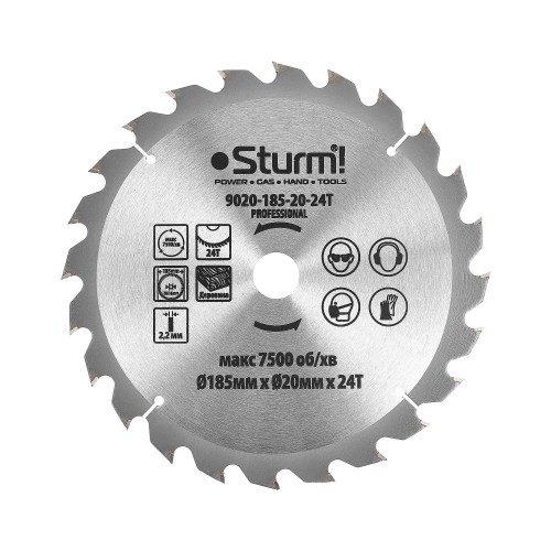 Диск пильный по дереву Sturm 9020-185-20-24T, 180х20 мм 24 зуба  фото 