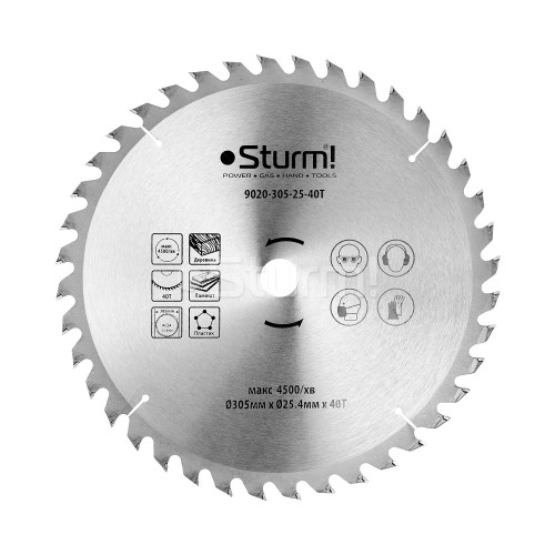 Диск пильный 305х25.4 мм 40 зубов по дереву Sturm 9020-305-25-40T  фото 