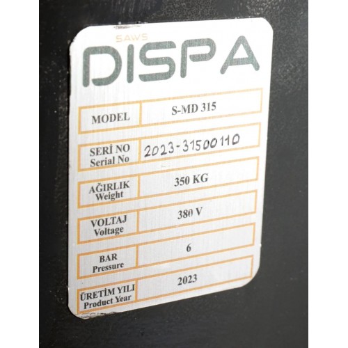 Дискова пила по металу з подвійним пневмо-затиском Dispa Makina S-MD 315 фото 7