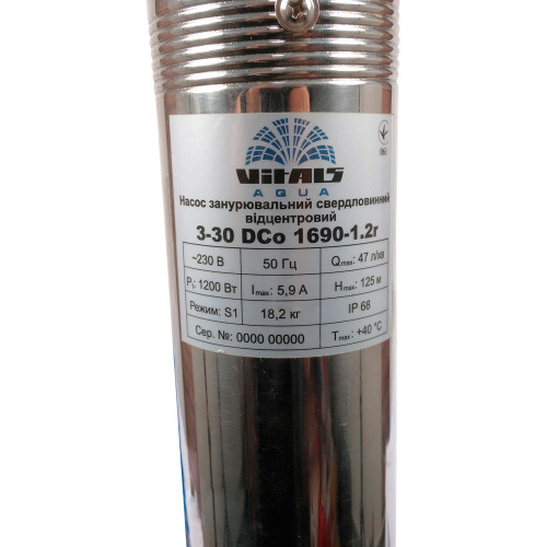 Насос заглибний свердловинний відцентровий Vitals aqua 3-30DCo 1690-1.2r фото 4